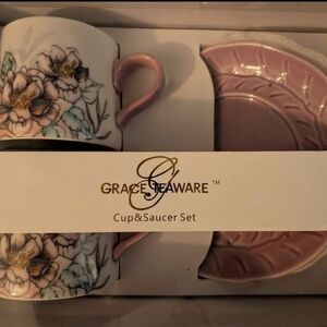 Grace Teaware Pink Floral Cup & Saucer Set
